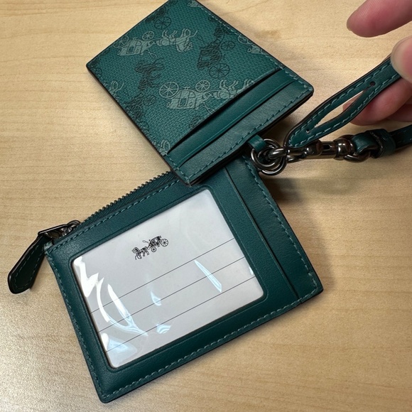 NWT! RARE! COACH LANYARD WALLET SET ID HOLDER HORSE AND CARRIAGE F79945 GREEN - Picture 10 of 10